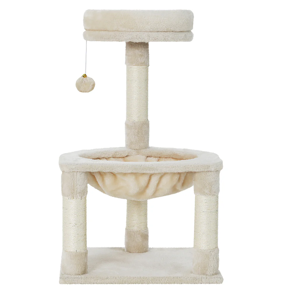 Cat Tree Tower Scratching Post Scratcher Wood Condo Toys House Bed 69cm - Beige - Nurns