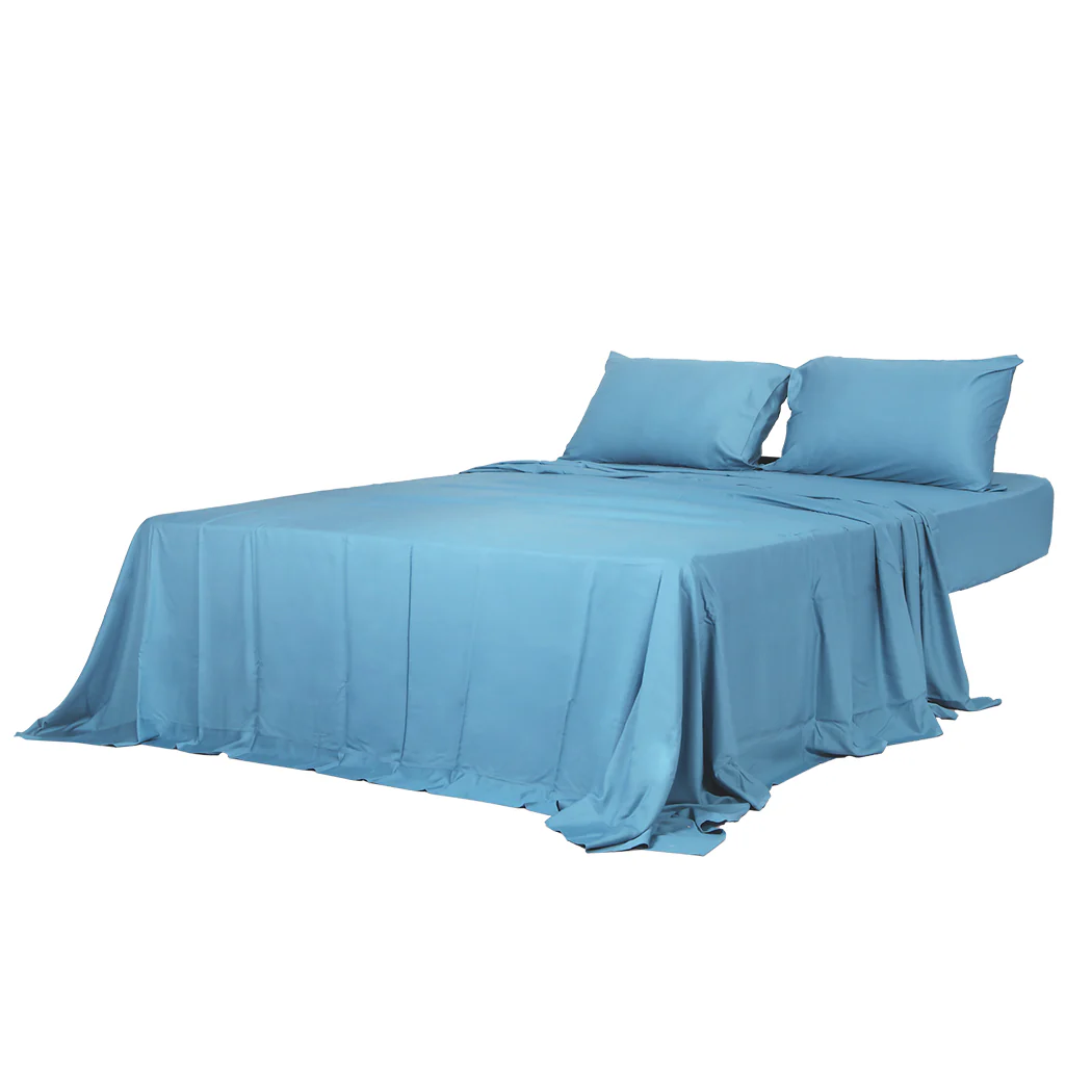 Queen Dreamz 4pcs Size 100% Bamboo Bed Sheet Set Blue - Nurns