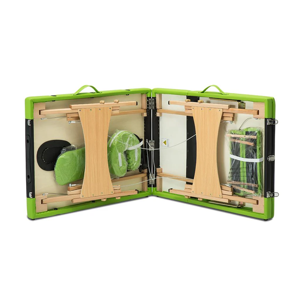 Massage Table 70cm 3 Fold Wooden Portable Beauty Therapy Bed Waxing Green - Nurns