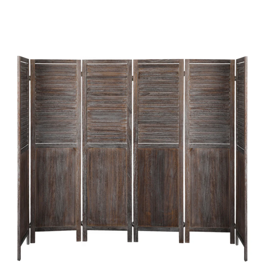 6 Panel Partition Room Divider - Brown - Nurns
