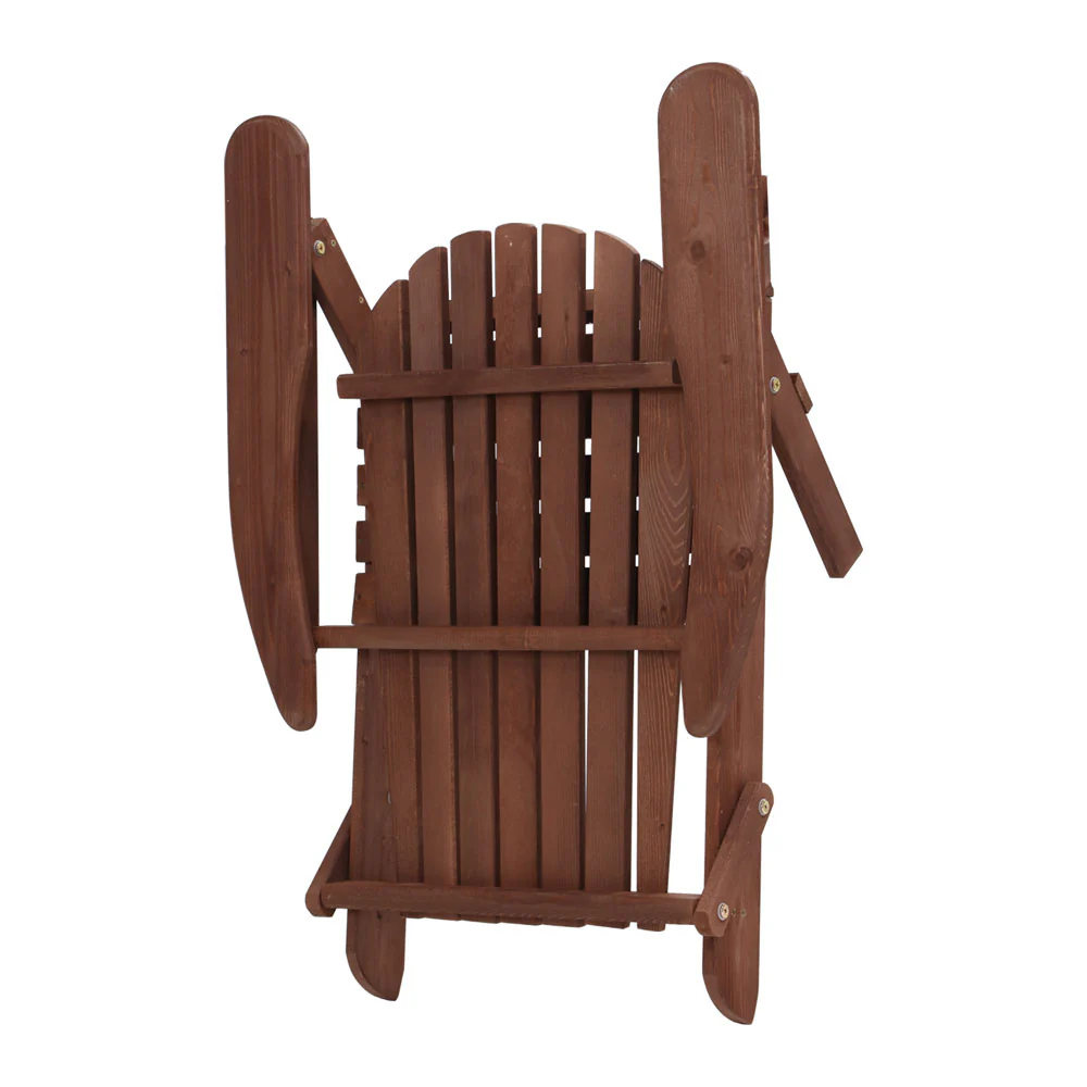Adirondack Gardeon Outdoor Chairs Wooden Foldable Beach Chair Patio Furniture Brown - Nurns