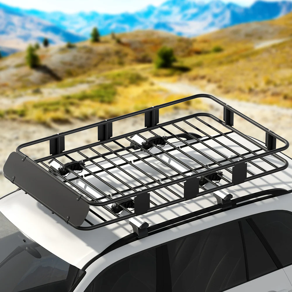Universal Car Roof Rack Basket Luggage Vehicle Cargo Carrier 160cm Black - Nurns