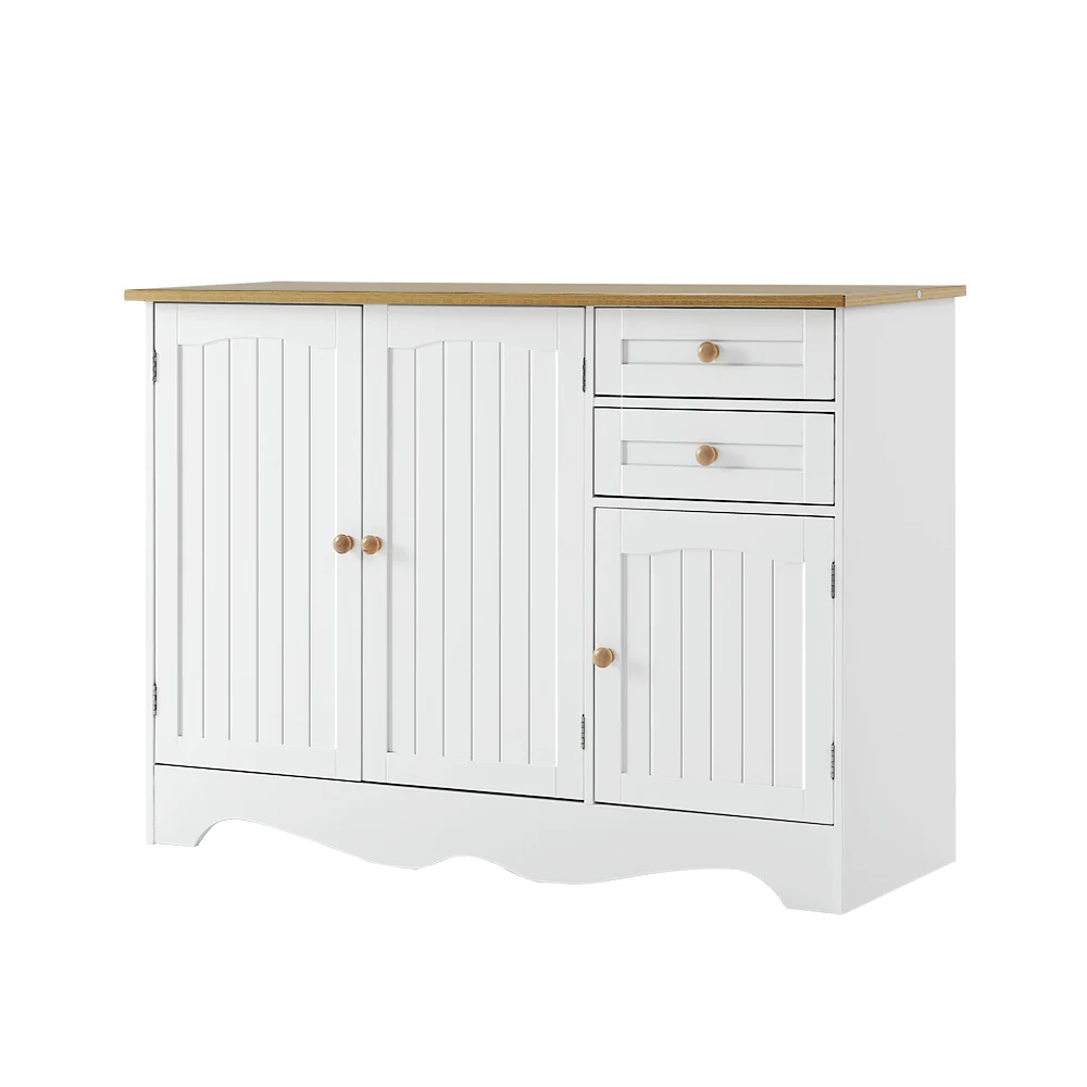 Lysander Wooden Buffet Sideboard 3 Doors - White - Nurns