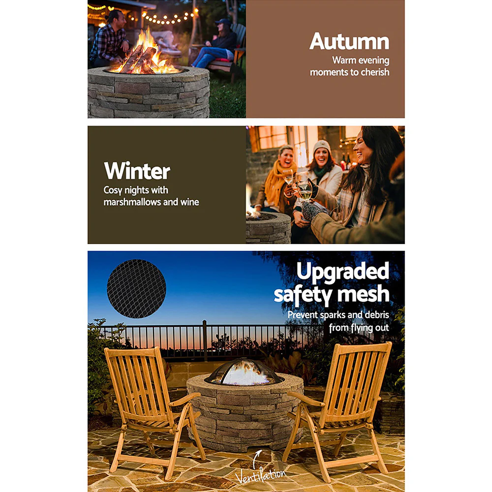 Fire Pit Outdoor Table Charcoal Fireplace Garden Firepit Heater - Nurns