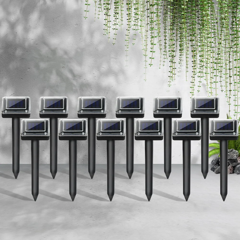 Set of 12 Snake Repeller Multi Pulse Ultrasonic Solar Powered Pest Repellent - Nurns