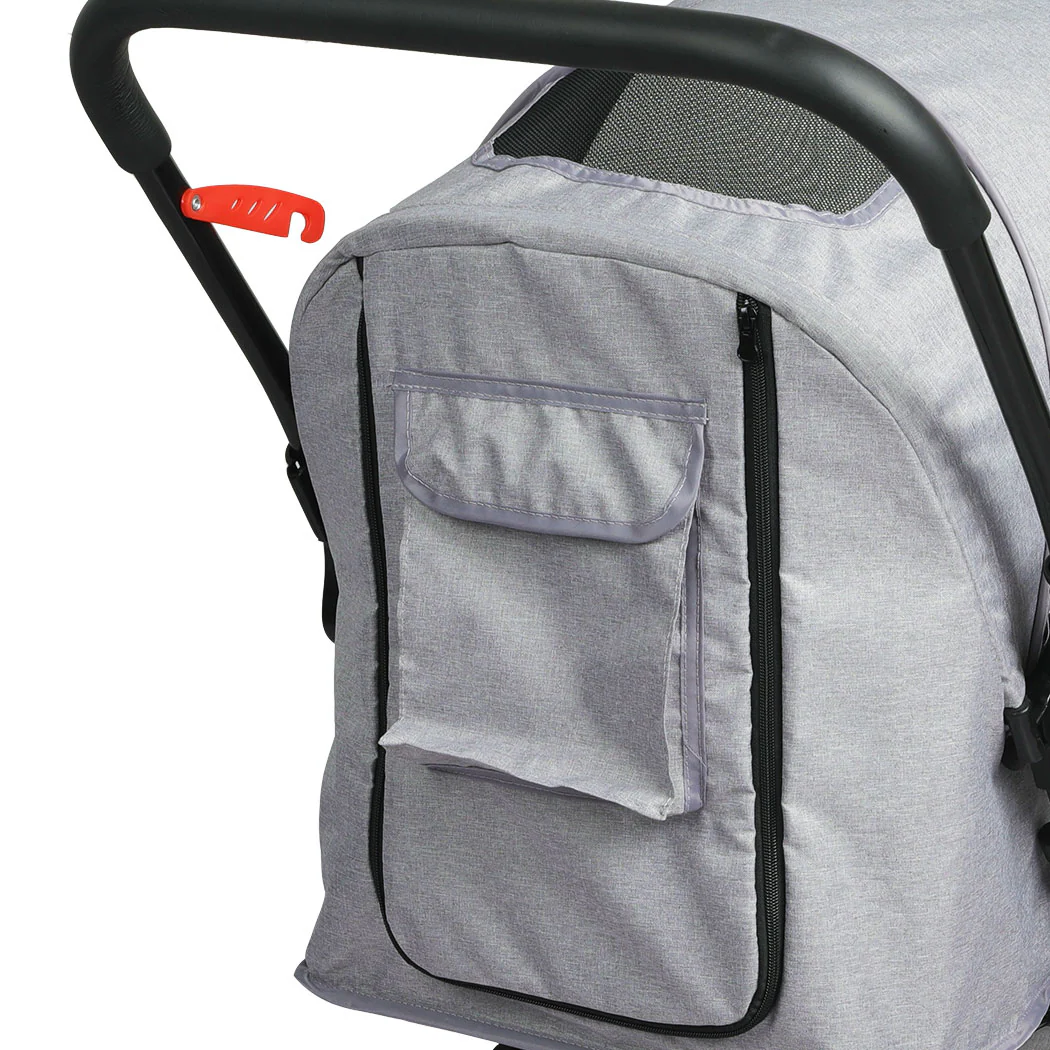 Pet Stroller Pram Dog Carrier Trailer Strollers 4 Wheels Foldable Large - Grey Large - Nurns