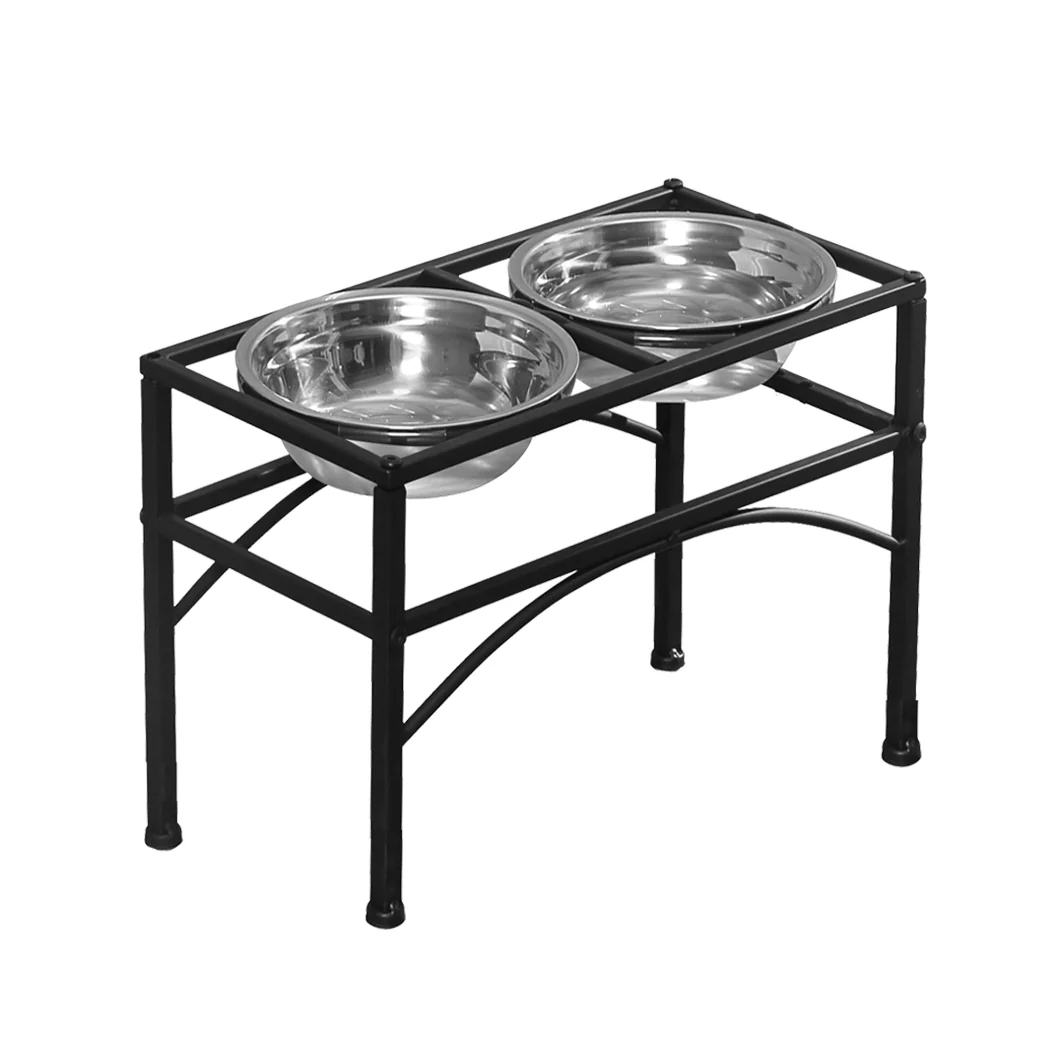 Dual Elevated Raised Pet Dog Puppy Feeder Bowl Stainless Steel Food Water Stand LARGE - Nurns