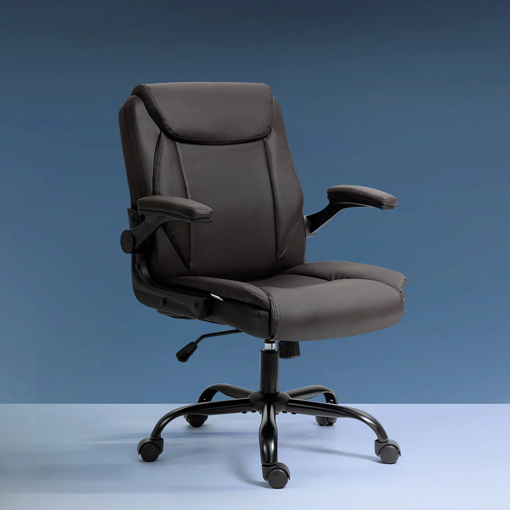 Artiss Executive Office Chair Mid Back - Brown - Nurns