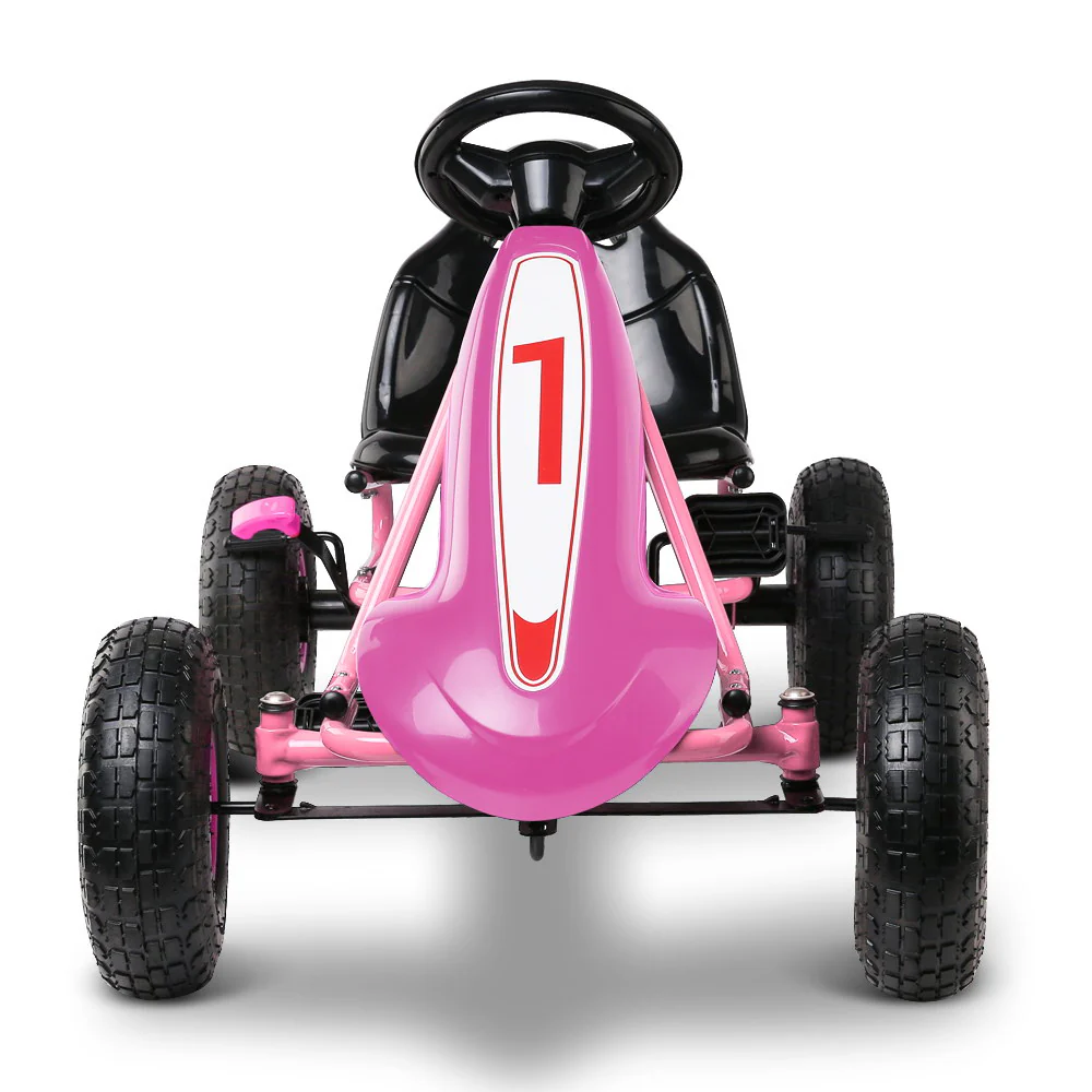 Kids Pedal Go Kart Car Ride On Toys Racing Bike Rubber Tyre Adjustable Seat - Pink - Nurns