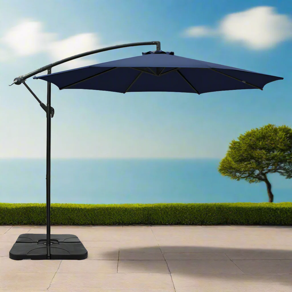 Instahut 3m Umbrella w/Base Outdoor Cantilever Beach Garden Patio Parasol Navy - Nurns