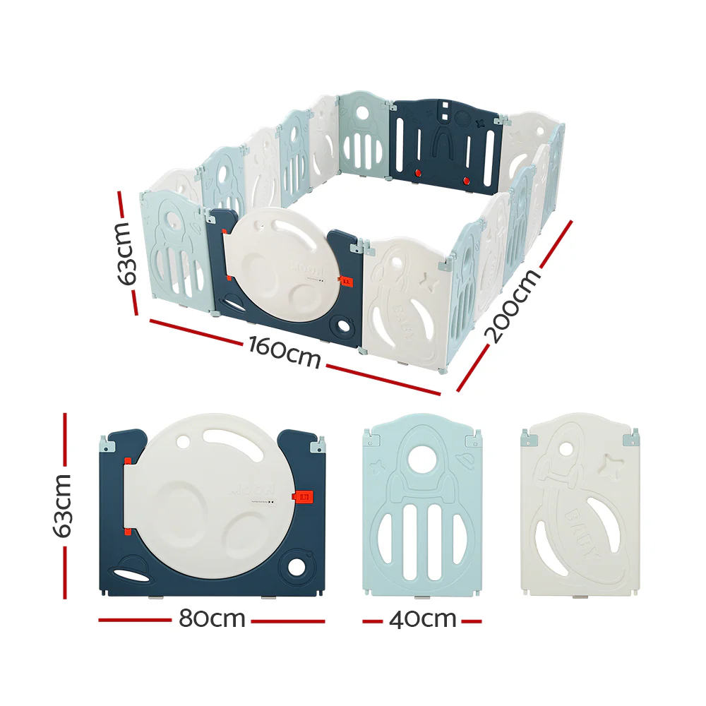 Baby Playpen 16 Panels Foldable Toddler Fence Safety Play Activity Barrier - Nurns