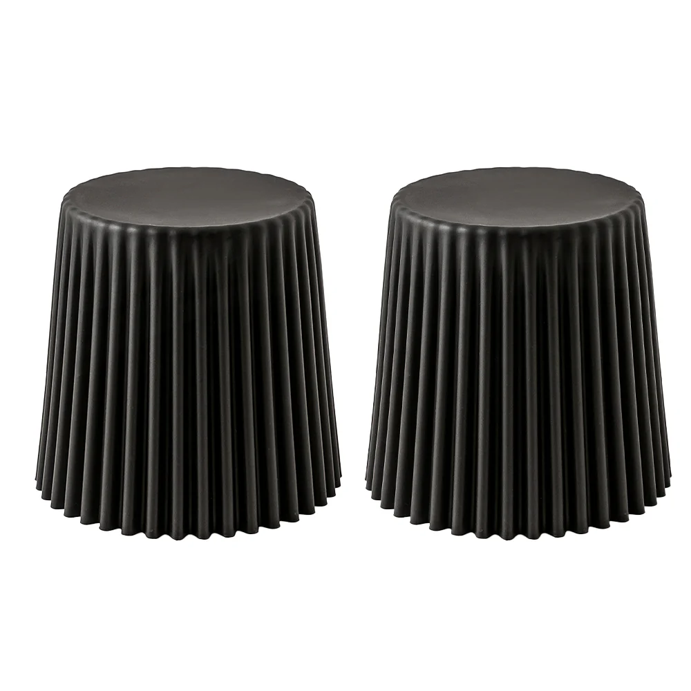 Set of 2 Bar Stools Cupcake Plastic Foot Stool - Black - Nurns