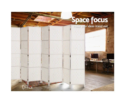 8 Panel Room Divider Screen 326x170cm Woven - White - Nurns