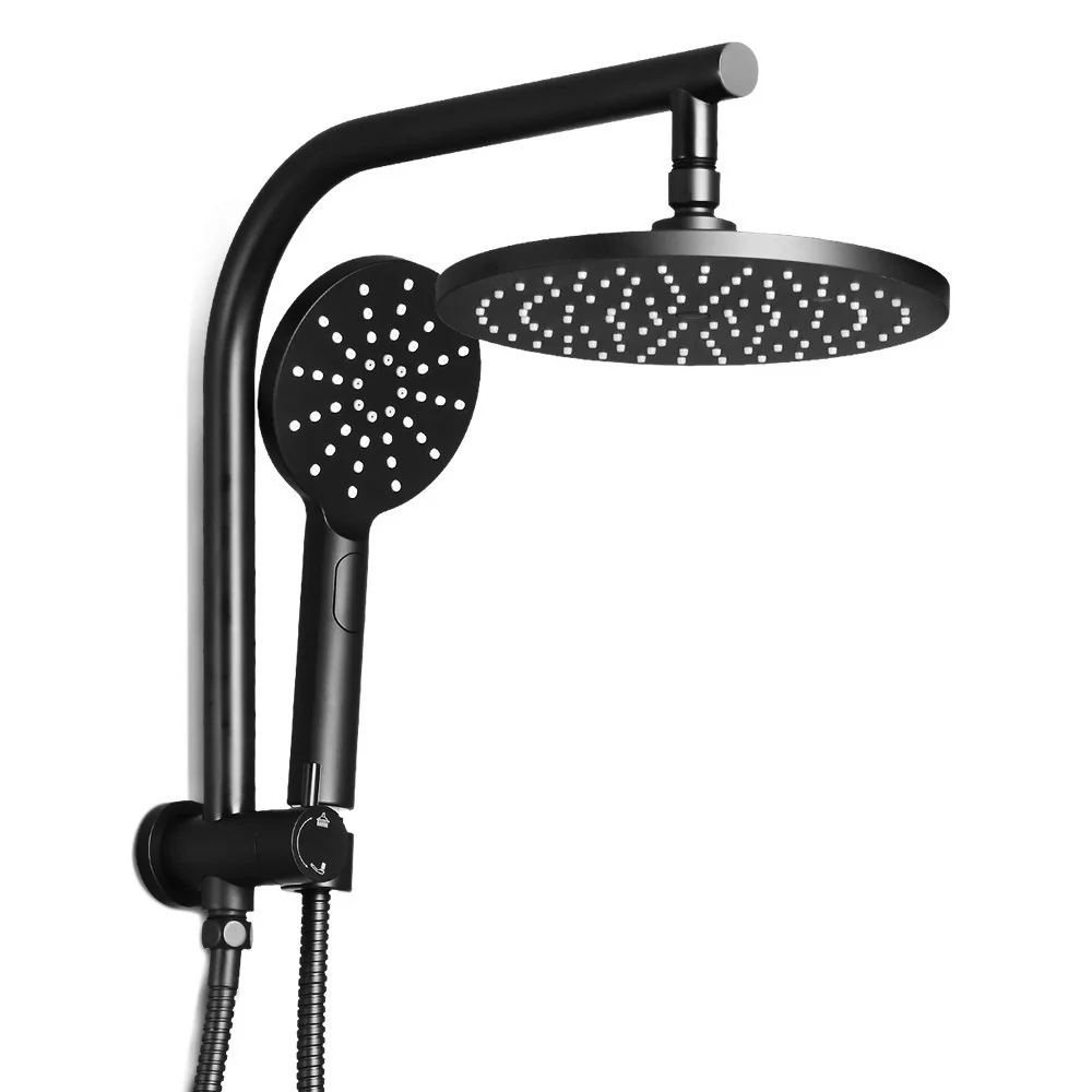 9'' Rain Shower Head Set Handheld Round High Pressure Black - Nurns