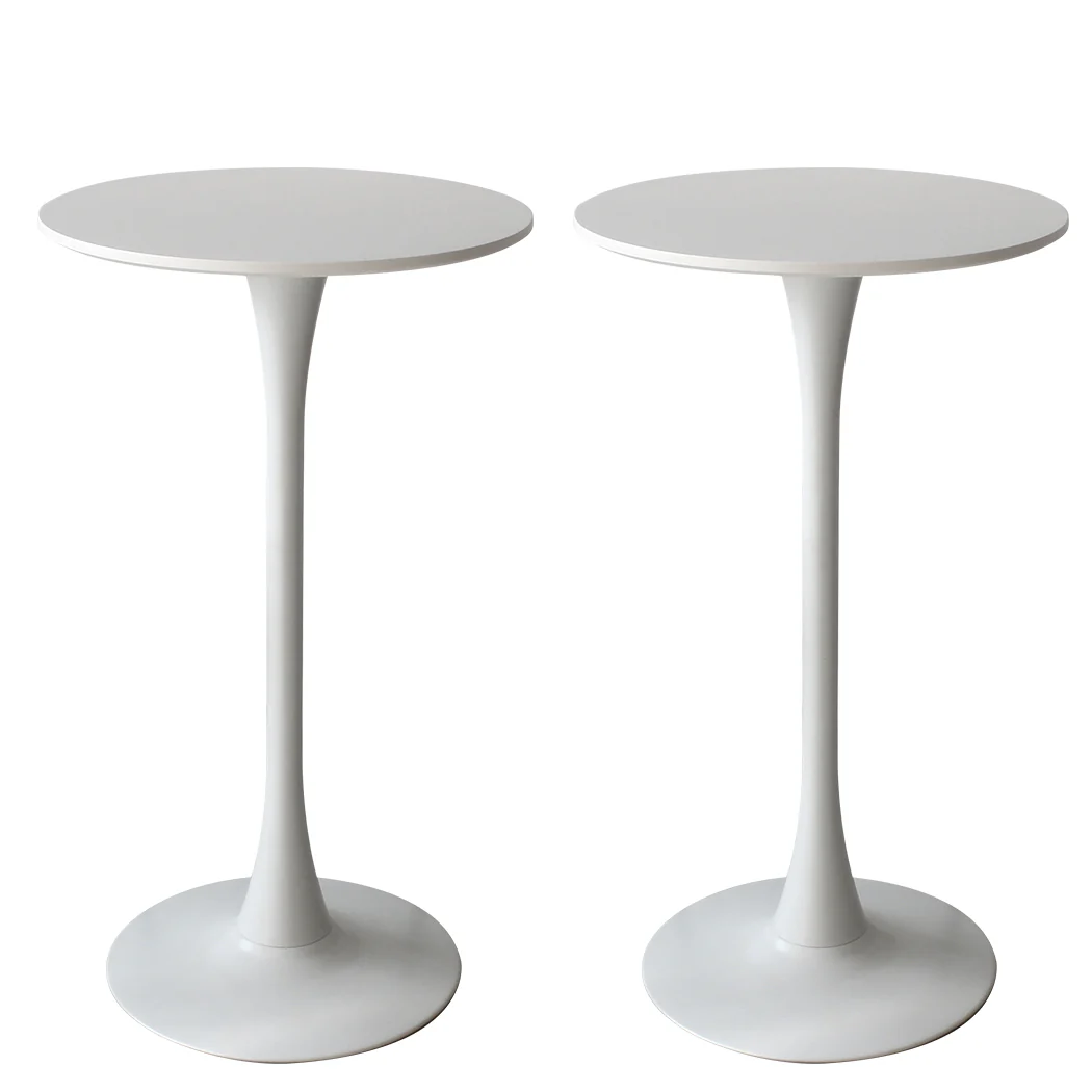Set of 2 Round Bar Table Pub Tables - White - Nurns
