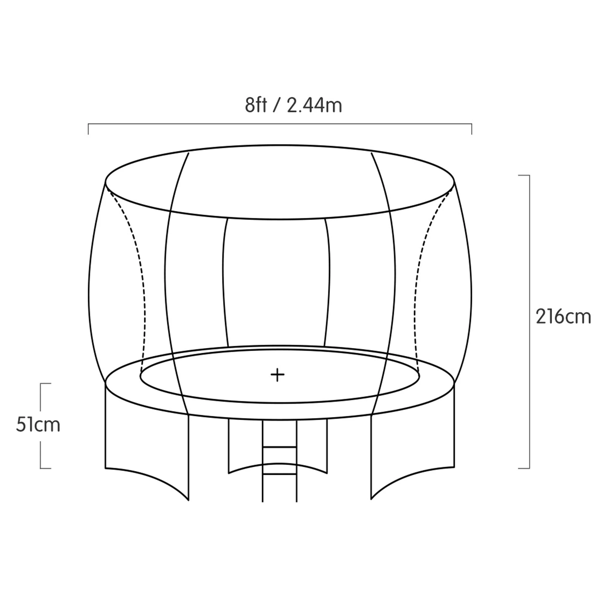 Kahuna Trampoline for Kids 8FT Outdoor Children with Safety Enclosure Mat Pad Net Ladder Basketball Hoop Set - Purple - Nurns