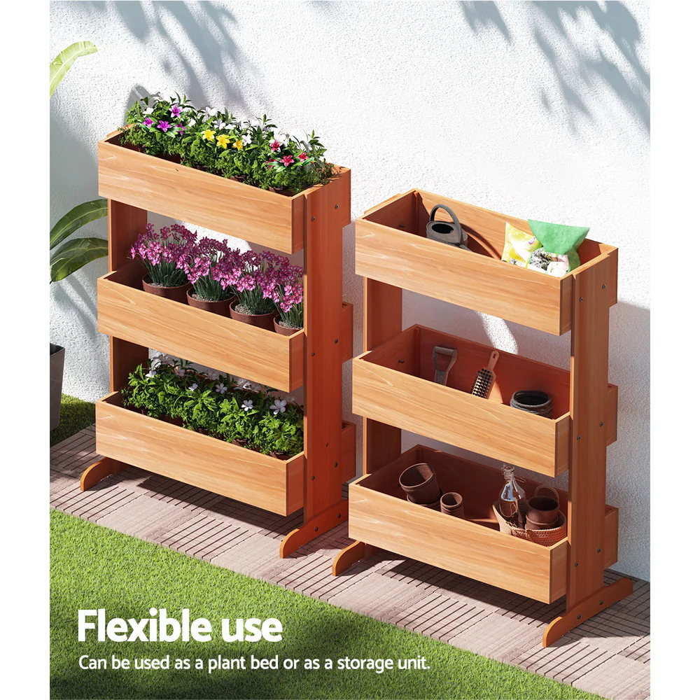Garden Bed Elevated 69x39x106cm Wooden Planter Box Container Herb - Nurns