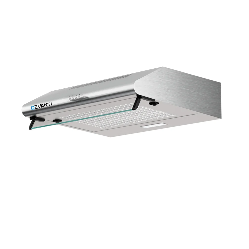 Devanti 600mm Range Hood 60cm Rangehood Kitchen Canopy LED Light Stainless Steel - Nurns