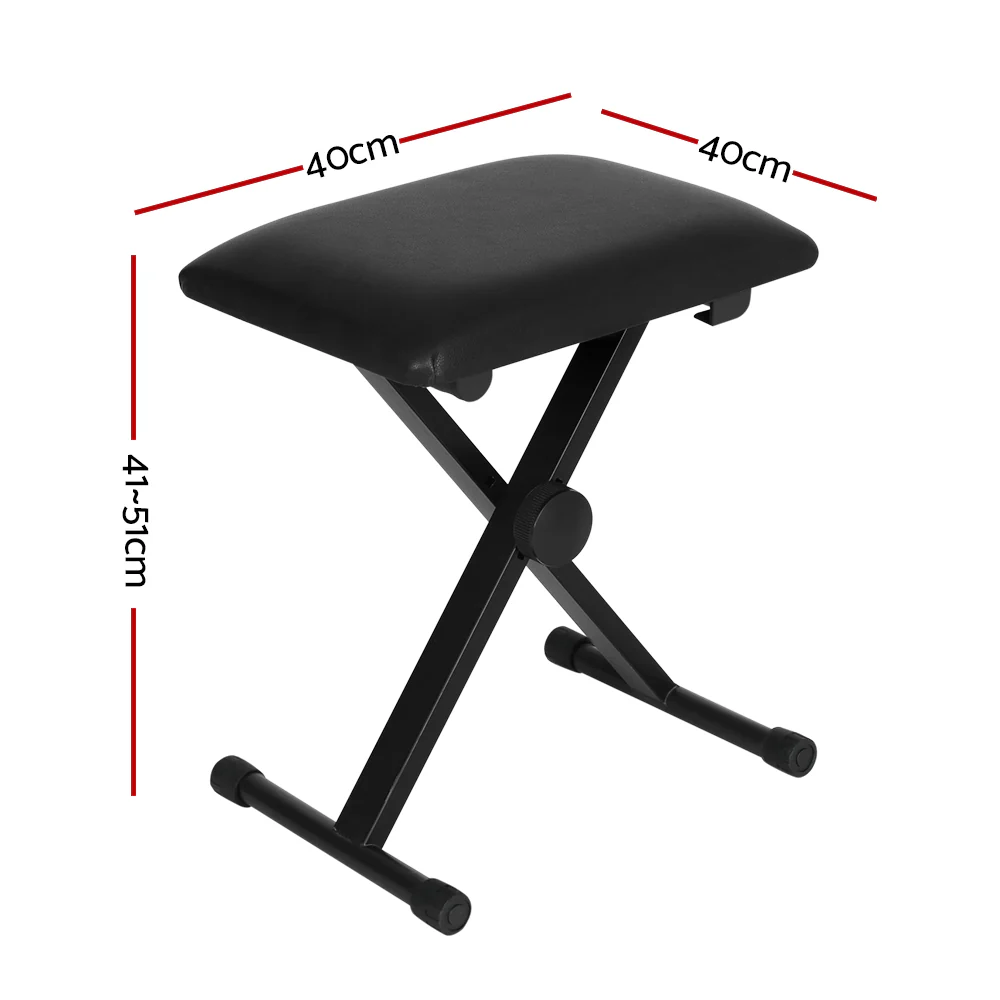 Alpha Piano Stool Adjustable Height Keyboard Seat Portable Bench Chair Black - Nurns