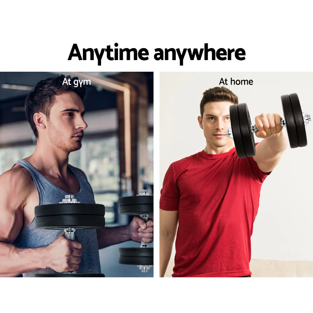 Everfit 25kg Dumbbell Set Weight Plates Dumbbells Lifting Bench - Nurns