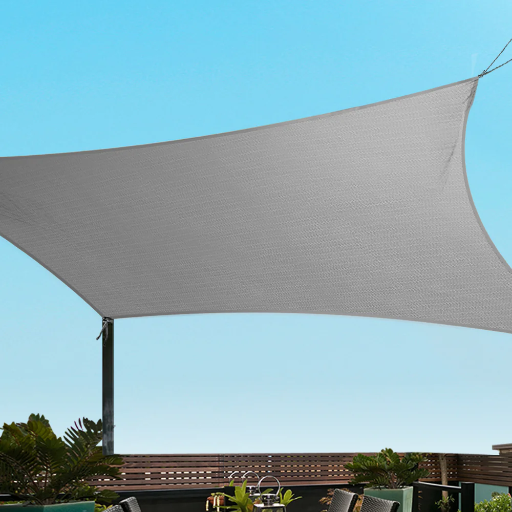 Instahut Shade Sail 3x3m Square 280GSM 98% Grey Shade Cloth - Nurns