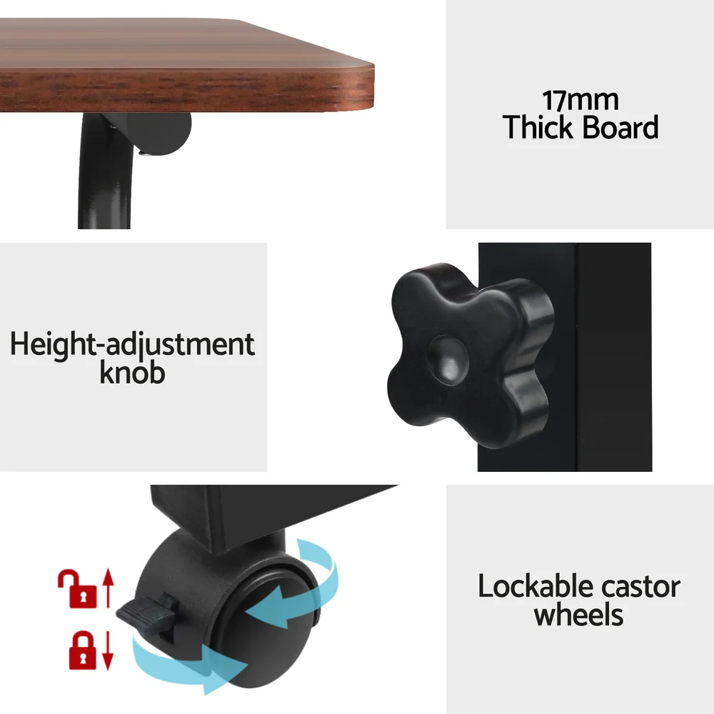 Artiss Laptop Desk Table Adjustable 60cm Dark Wood - Nurns