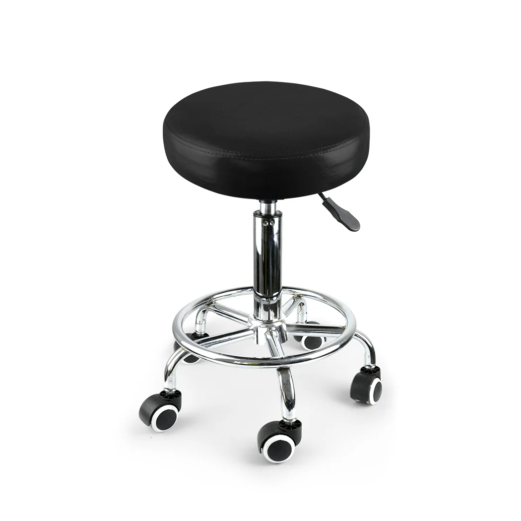 Set of 2 Swivel Salon Barstool Hairdressing Stool Barber Chair Equipment Beauty Black - Nurns