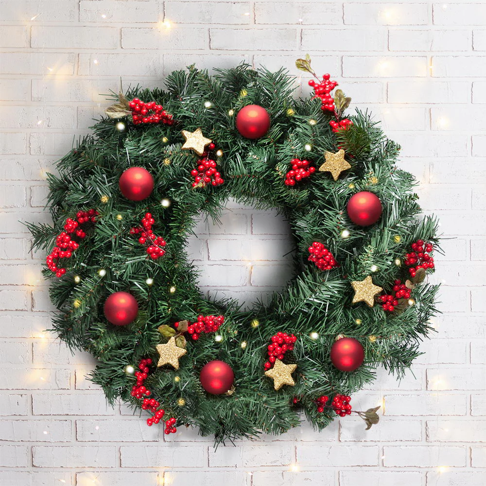 60cm Christmas Wreath Garland Xmas Decorations Wedding Party - Nurns