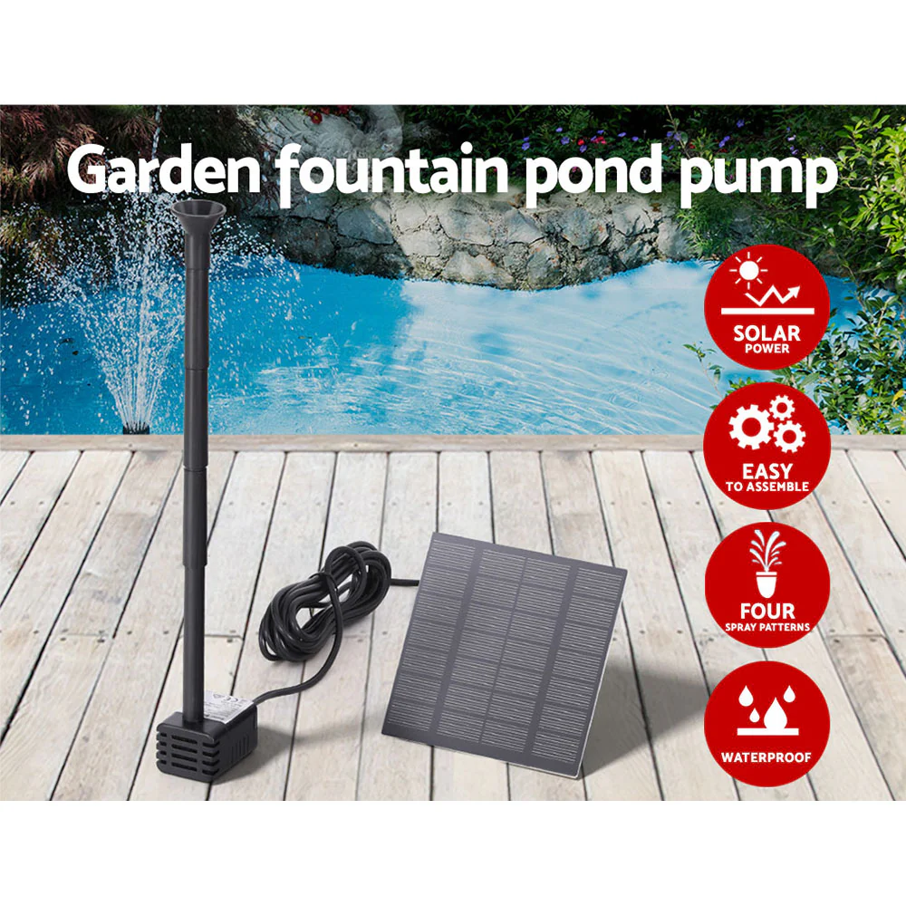 Solar Pond Pump Submersible Powered Garden Pool Water Fountain Kit 2.6FT - Nurns
