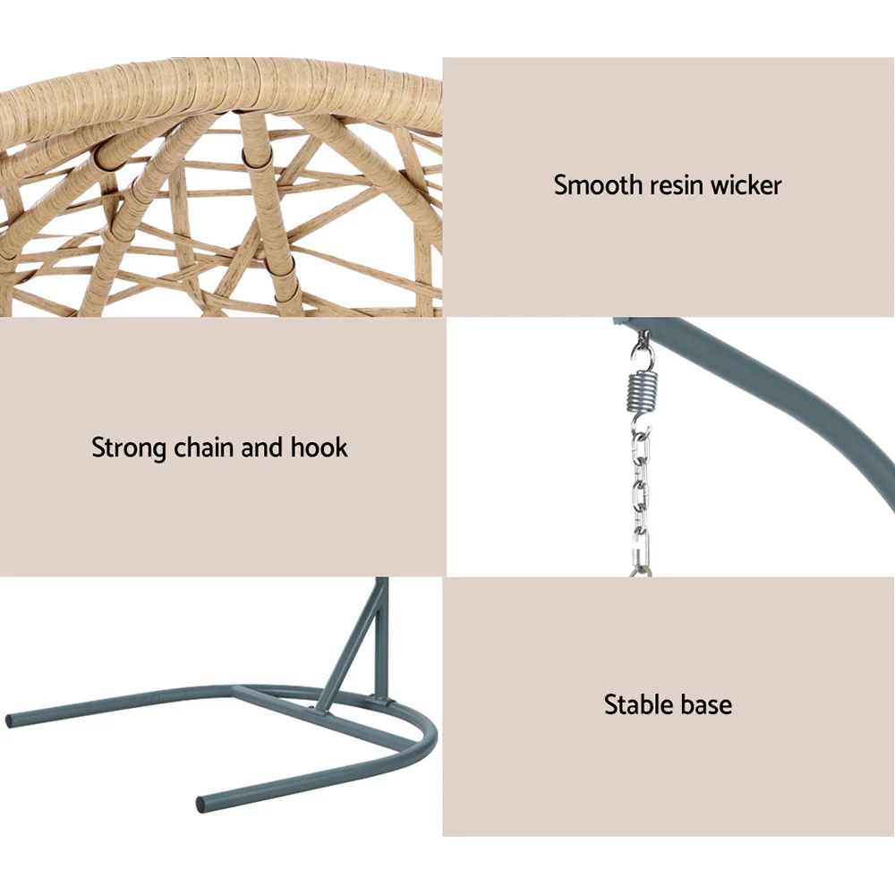 Yoshi Egg Swing Chair Wicker with Stand - Yellow - Nurns