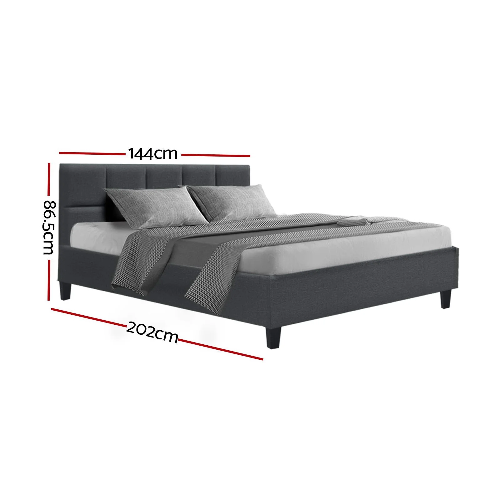 Jadeite Bed & Mattress Package with 22cm Mattress - Charcoal Double - Nurns