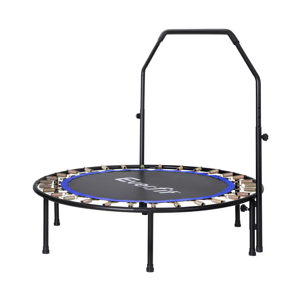 Everfit Trampoline 4FT Round Fitness Rebounder Adjustable Handrail Blue - Nurns