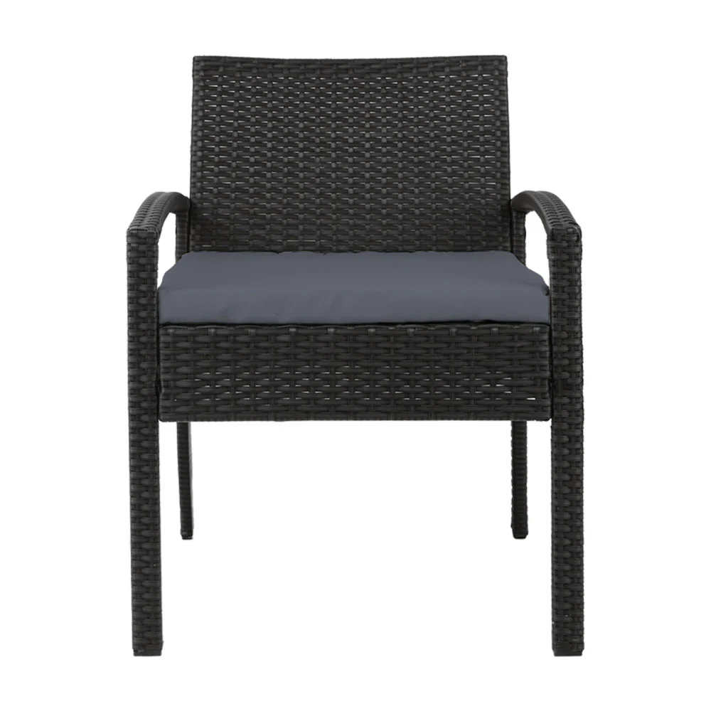 Mitchell Outdoor Dining Chairs Patio Furniture Rattan Lounge Chair Cushion - Black - Nurns