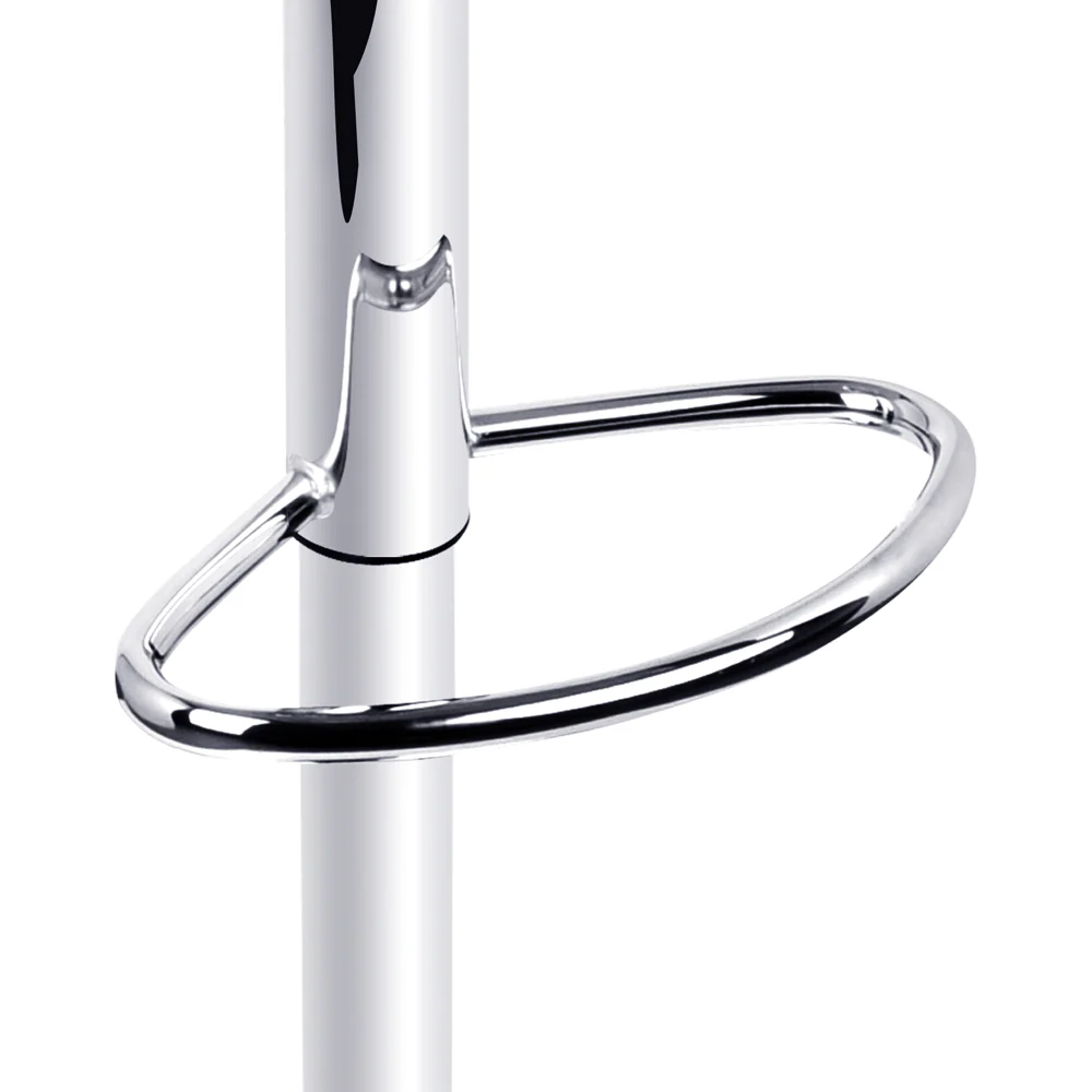 Set of 2 Genoa PU Leather Gas Lift Bar Stools - Black & Chrome - Nurns