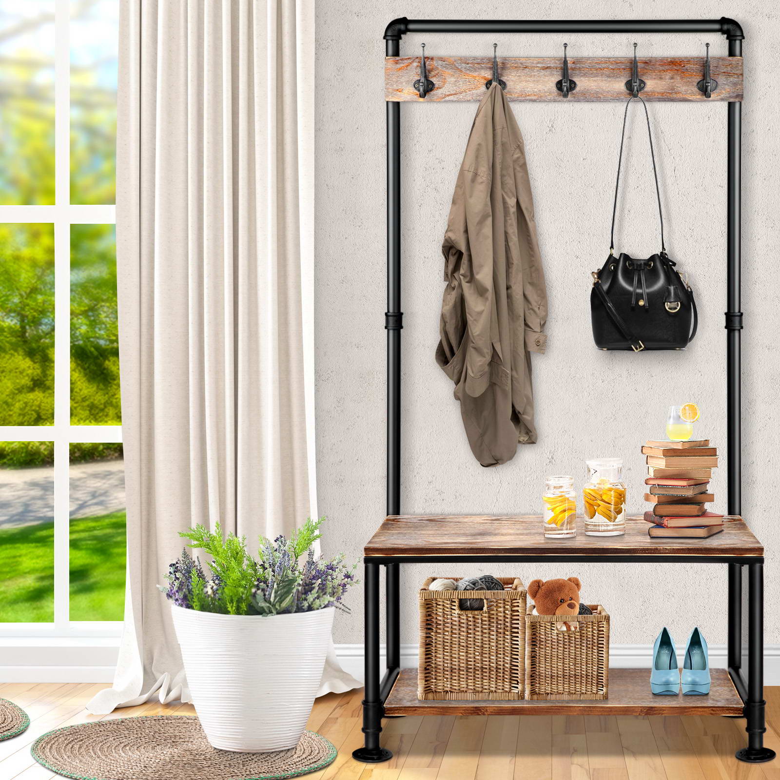 Artiss Clothes Rack Coat Stand 161x80cm Hanger Closet - Nurns