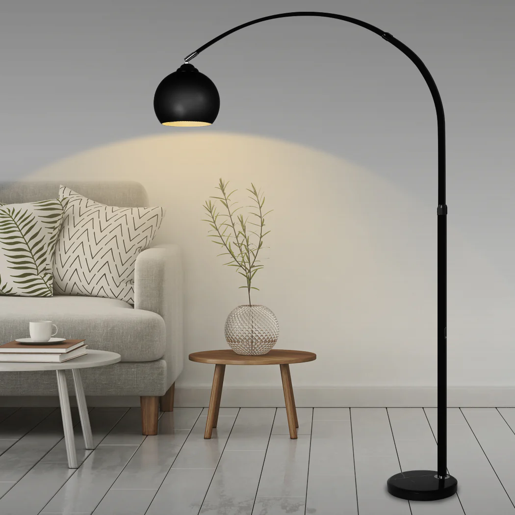 Modern Led Floor Lamp Stand Reading Light Height Adjustable Indoor Marble Base - Black - Nurns