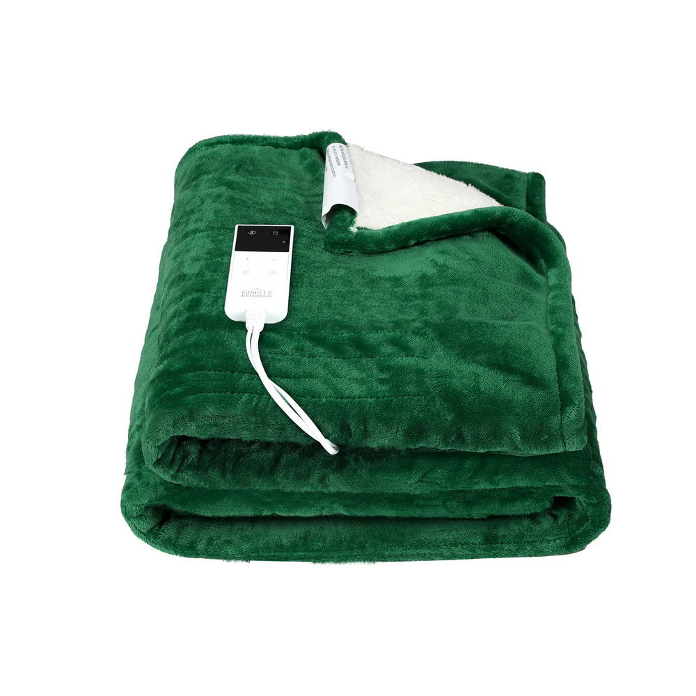 Wendy Throw Soft Blanket Electric Throw Rug Heated Blanket Double Sided - Green - Nurns