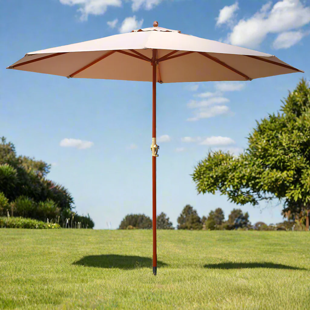 Instahut 3m Outdoor Umbrella Pole Umbrellas Beach Garden Sun Stand Patio Beige - Nurns