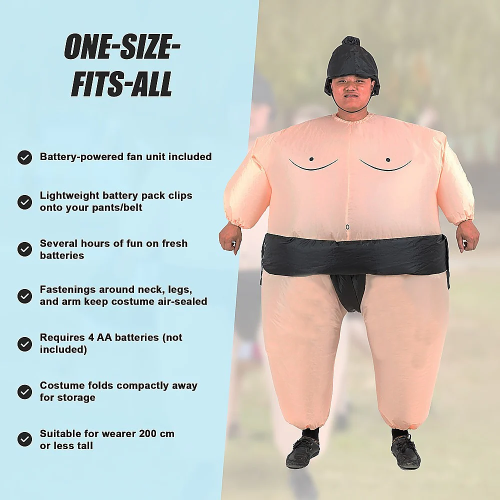 SUMO Fancy Dress Inflatable Suit - Fan Operated Costume - Nurns