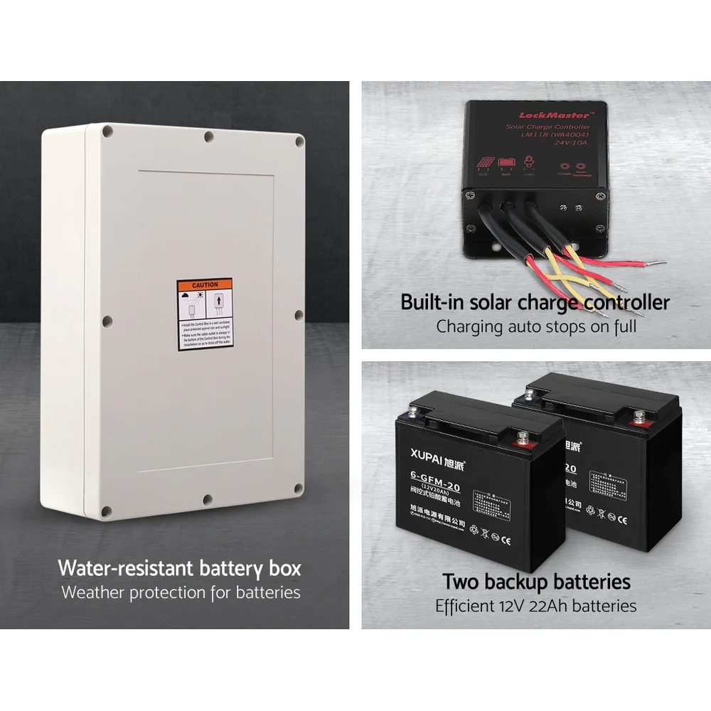 Automatic Sliding Gate Opener Kit 40W Full Solar Electric 6M 600kg - Nurns