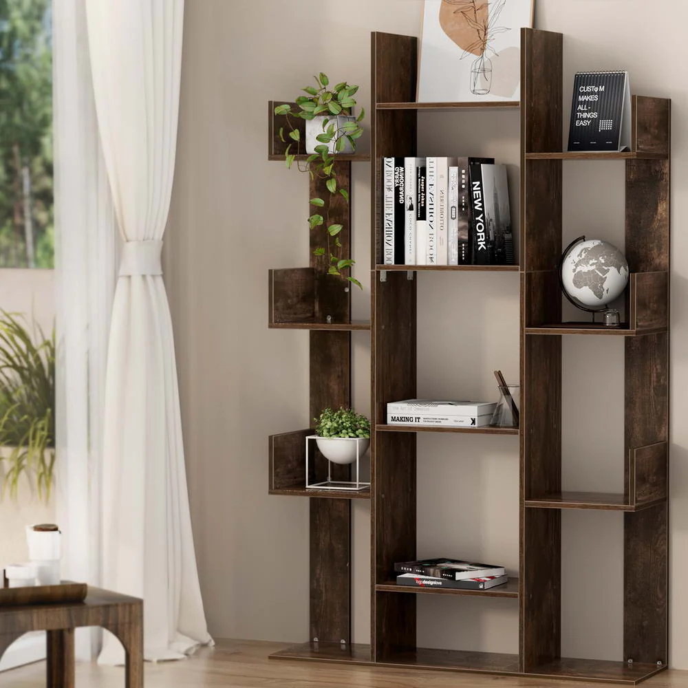 Artiss Tree-Shaped Bookshelf Romi Walnut - Nurns