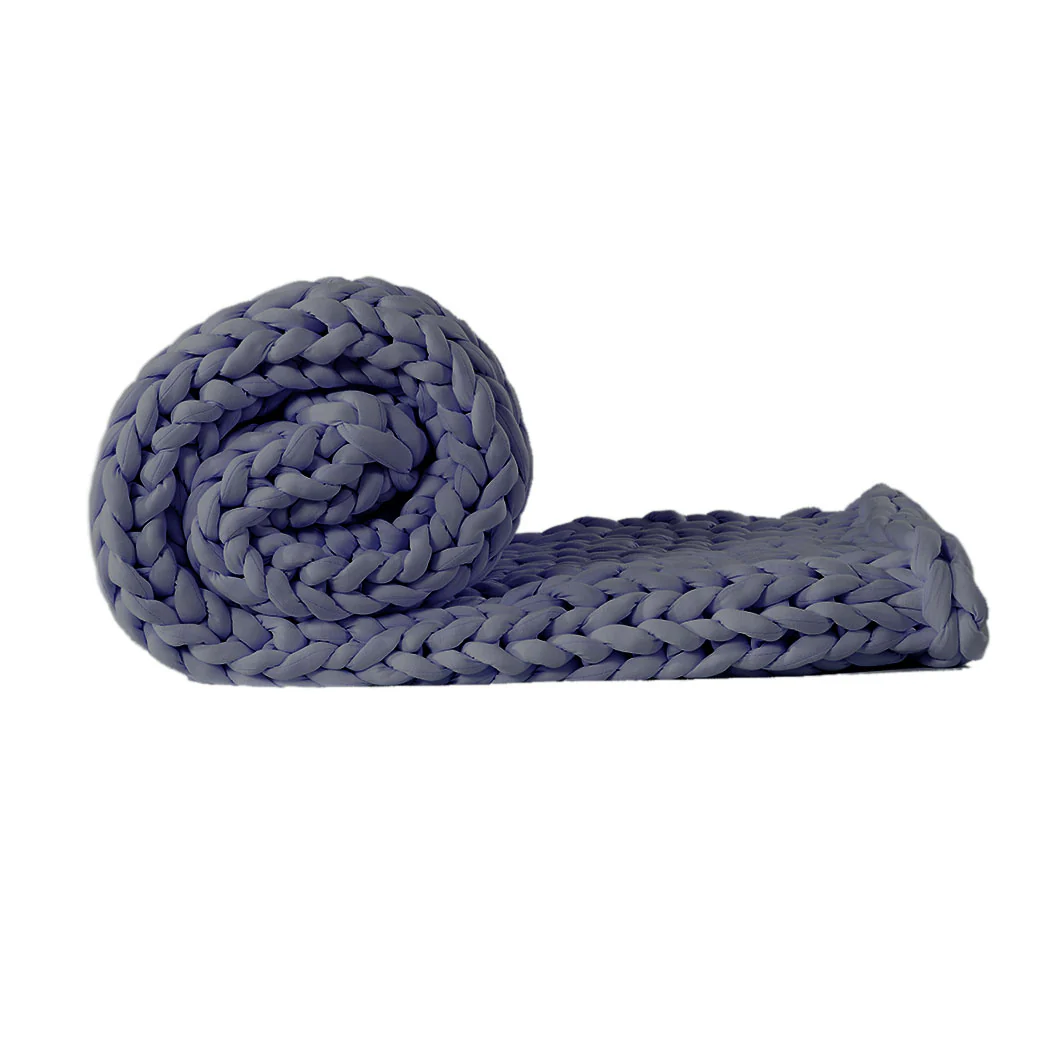 Whimsy Weighted Soft Blanket Knitted Chunky Bulky Knit 6.5KG - Dark Grey - Nurns