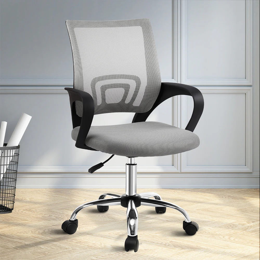 Artiss Mesh Office Chair Mid Back Grey - Nurns
