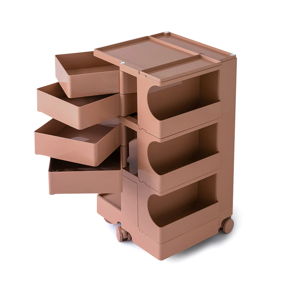 Vernon PP Plastic Bedside Tables Side Tables Nightstand Organizer Replica Boby Trolley 5 Tier with 4 Drawers - Pink - Nurns