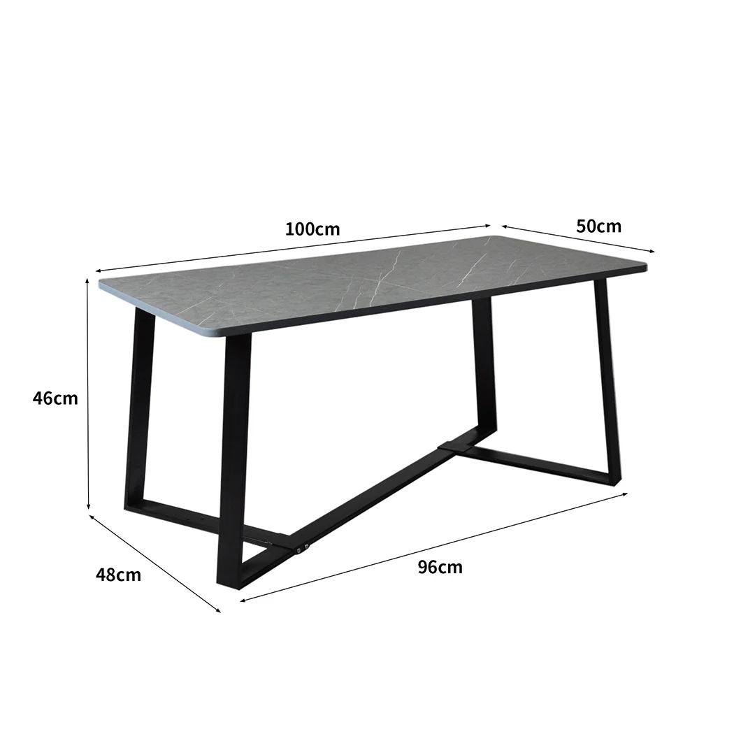 Ilios Coffee Table Storage Dining Industrial Steel Legs - Grey & Black - Nurns