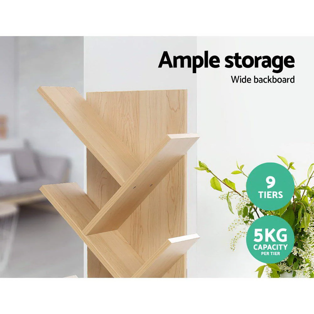 Artiss Tree Bookshelf 9 Tiers - Echo Oak - Nurns