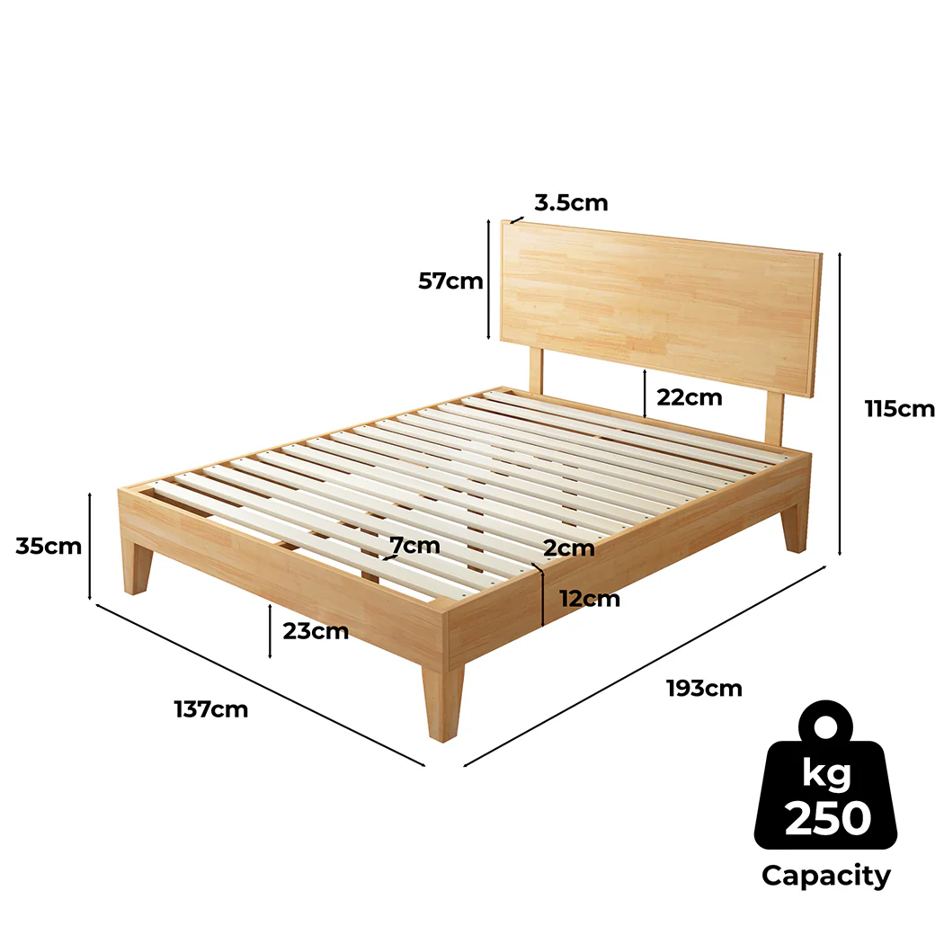 Naomi Rubberwood Bed Frame - Natural Double - Nurns