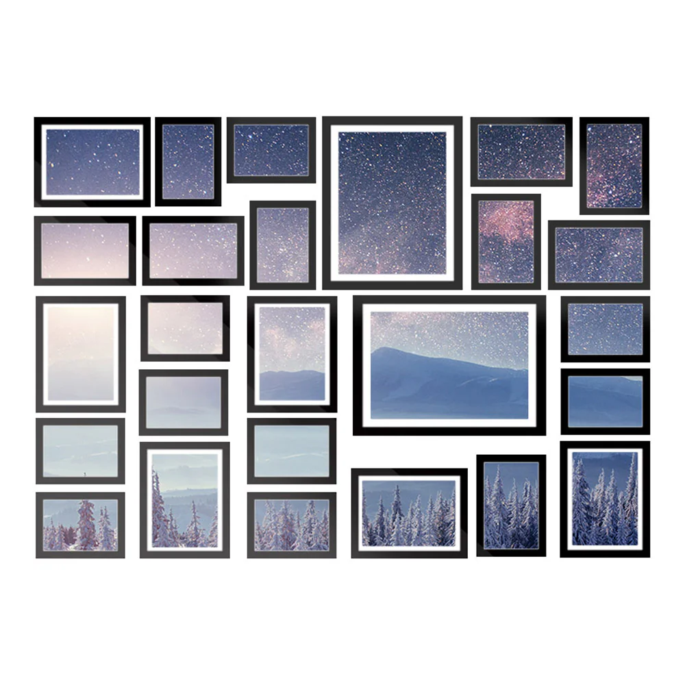 Photo Frames 26PCS  8x10in 5x7in 4x6in 3.5x5in Hanging Wall Frame Black - Nurns