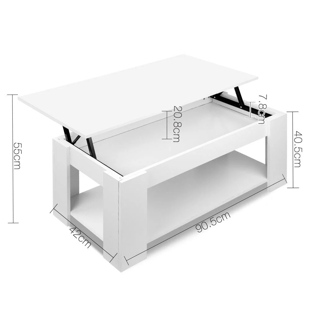 Lift Up Top Mechanical Coffee Table - White - Nurns