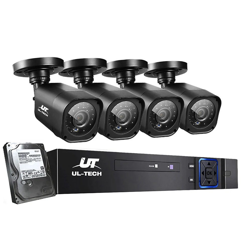CCTV Security System 4CH DVR 4 Cameras 1TB Hard Drive - Nurns